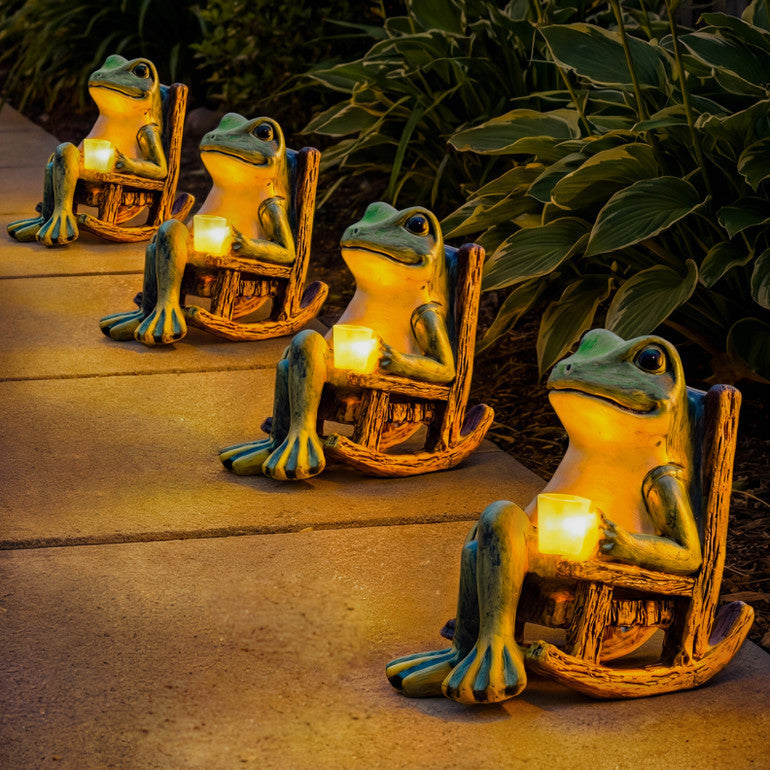 Glowing Garden Frog Statue - Solar-Powered Outdoor Decor with Automatic Illumination 2
