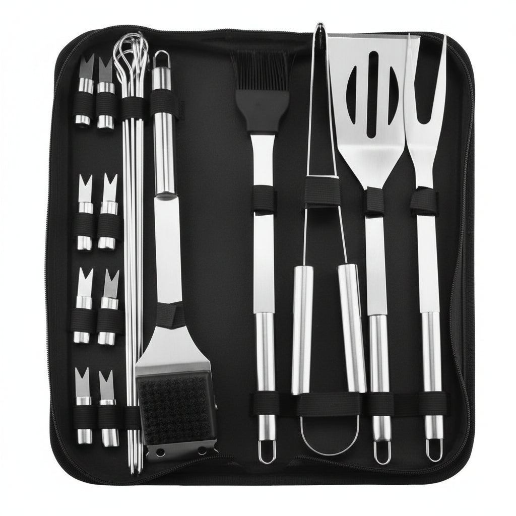 Grill Tool Set - Complete Stainless Steel BBQ Utensils for Outdoor Cooking 12