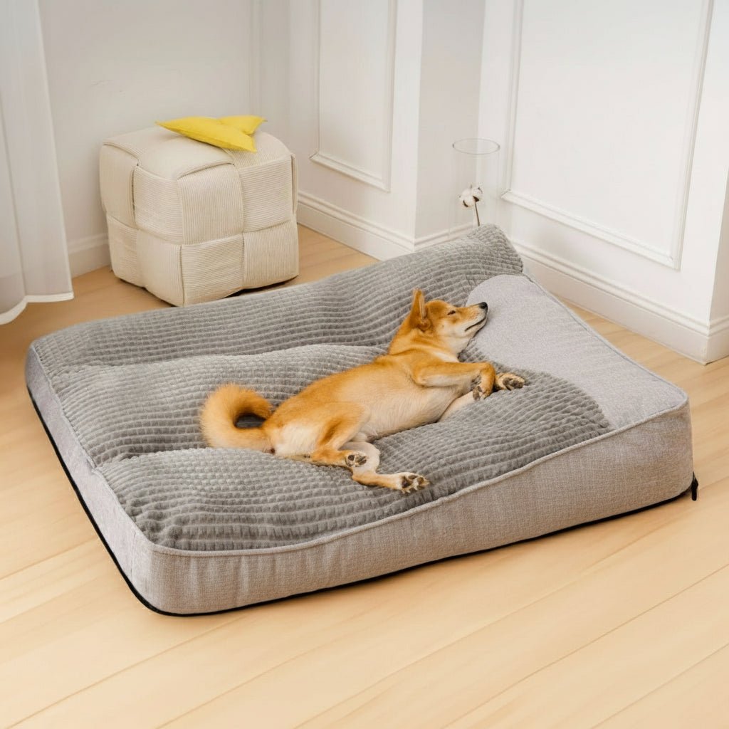 HUGBED - Large Orthopedic Dog Bed with Scratch-Resistant Design and Raised Headrest 8