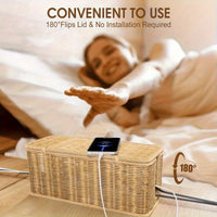 Hand-Woven Rattan Cable Organizer Box - Durable Multi-Compartment Cord Management Solution 4