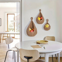 Handmade Jute Hanging Baskets - 3-Piece Wall Storage for Fruits & Vegetables 1