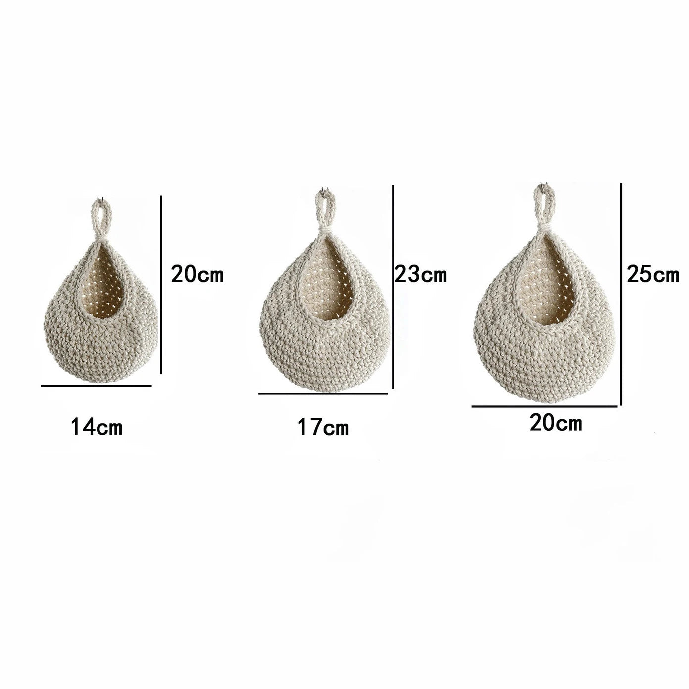 Handmade Jute Hanging Baskets - 3-Piece Wall Storage for Fruits & Vegetables 6