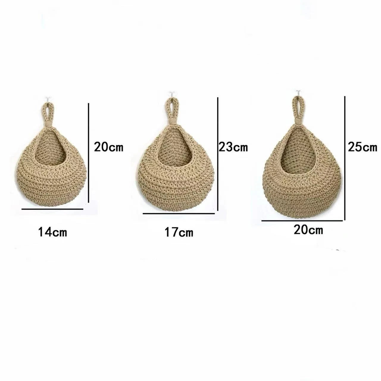 Handmade Jute Hanging Baskets - 3-Piece Wall Storage for Fruits & Vegetables 7