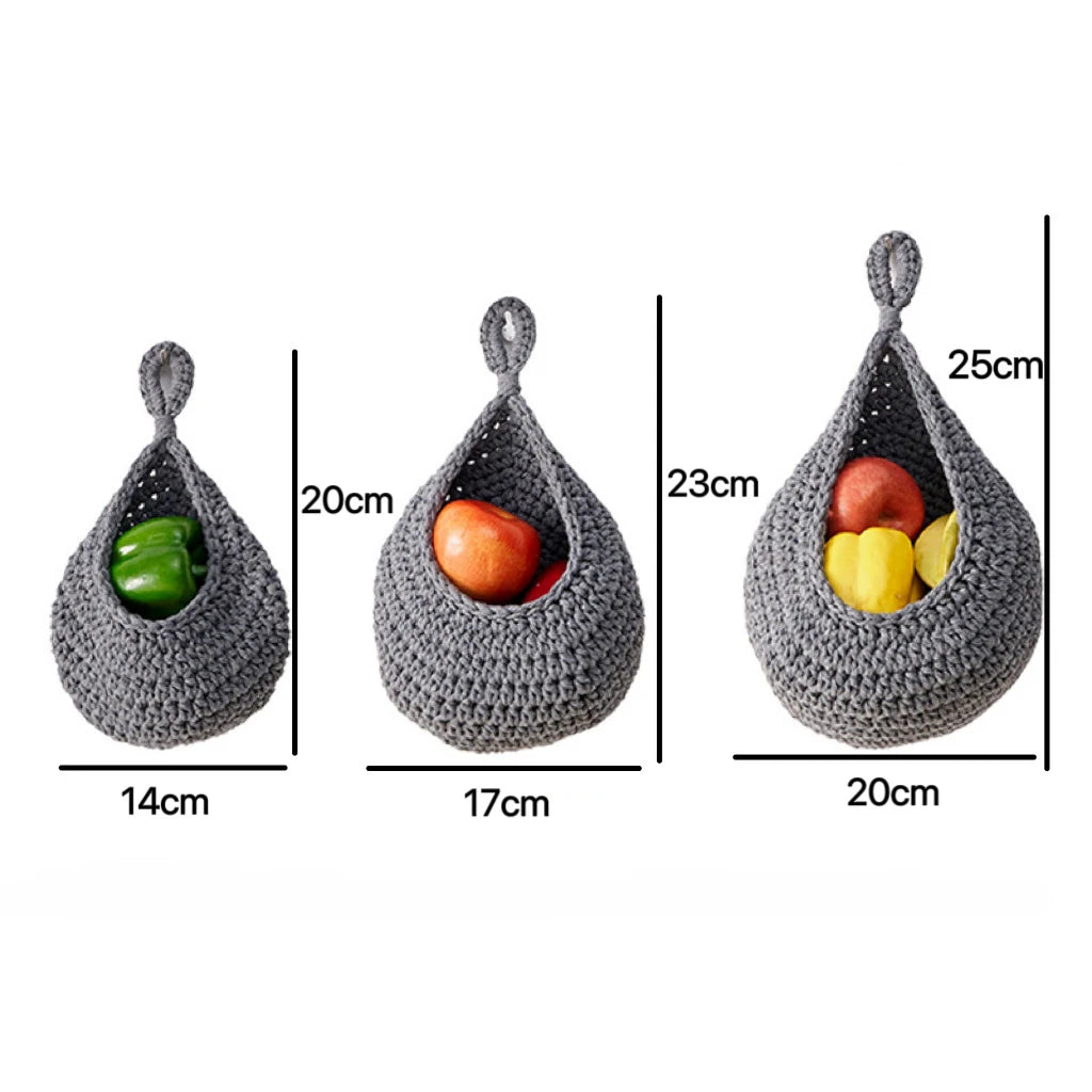 Handmade Jute Hanging Baskets - 3-Piece Wall Storage for Fruits & Vegetables 8