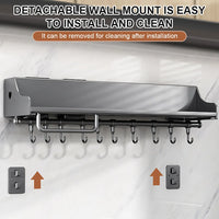 Hanging Kitchen Storage Rack - 60CM Spice Organizer with 12 Hooks, Rust-Proof Metal 2