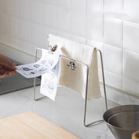 HeMu Stainless Steel Kitchen Organizer - Multi-Use Recipe Holder & Towel Rack 2