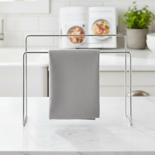 HeMu Stainless Steel Kitchen Organizer - Multi-Use Recipe Holder & Towel Rack 5