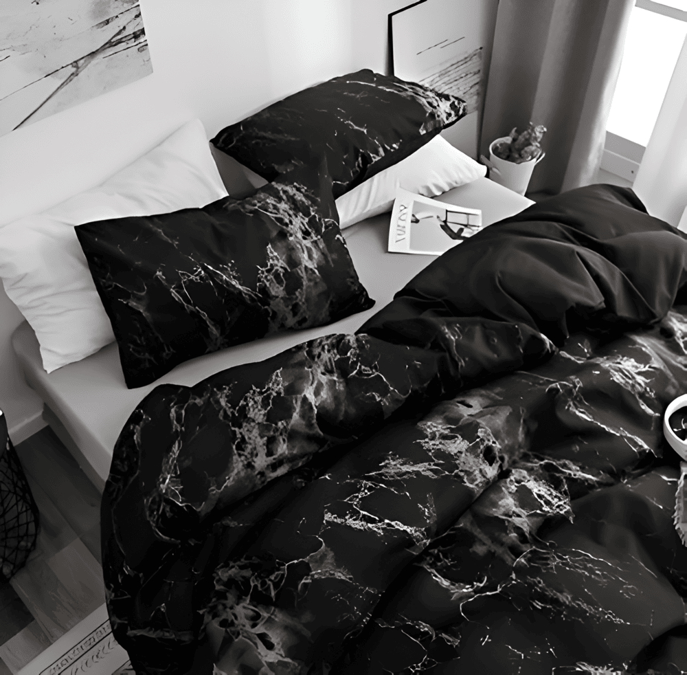 ELEGANTIXA – Set di biancheria da letto in marmo da 3 pezzi per il massimo comfort in camera da letto