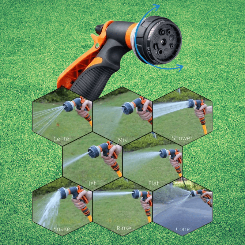 HydroFlex - 8-Mode High Pressure Garden Hose Sprayer with Ergonomic Design 2