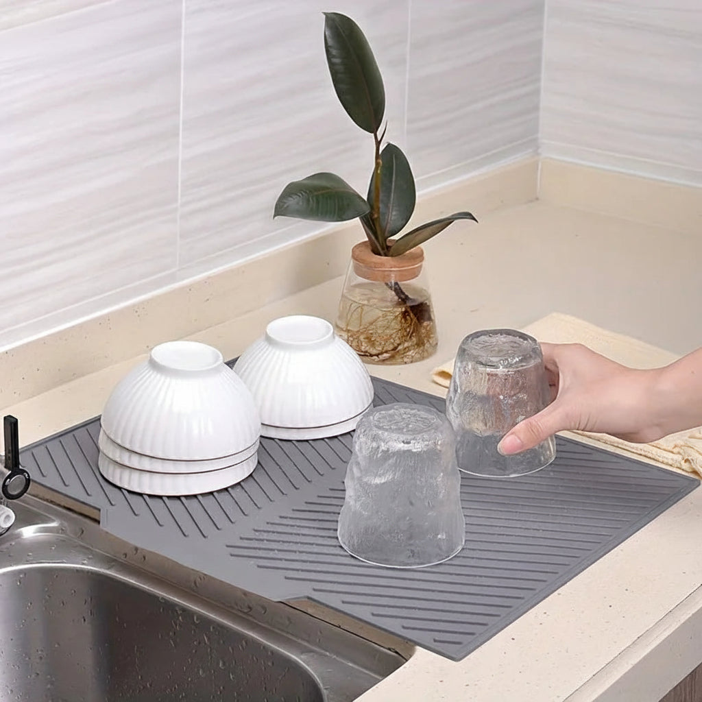 Innovative Silicone Dish Drying Mat with Raised Stripes for Quick Drying 1