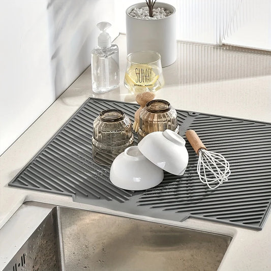 Innovative Silicone Dish Drying Mat with Raised Stripes for Quick Drying 2