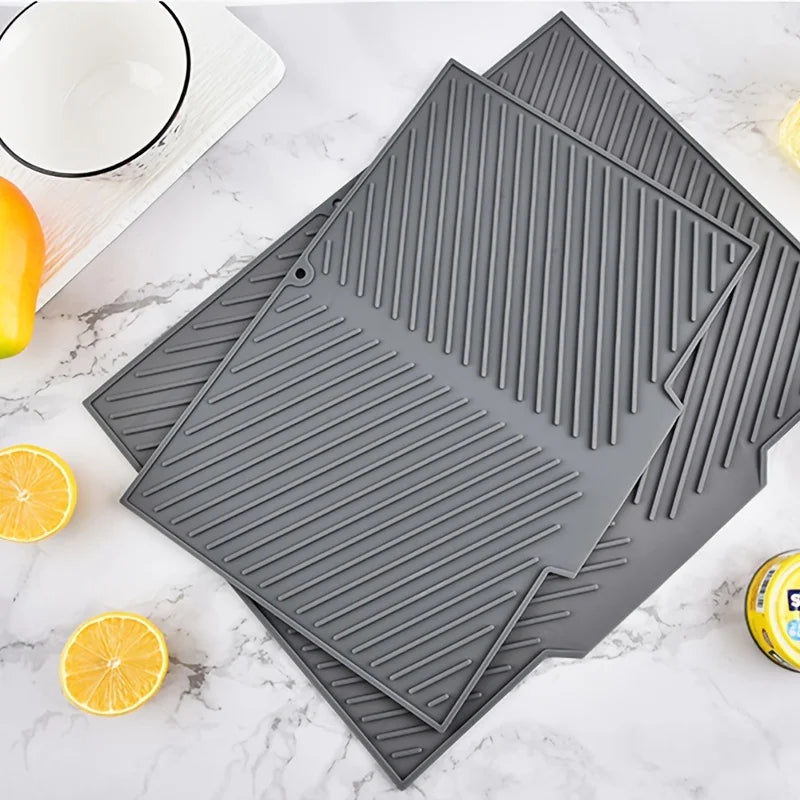 Innovative Silicone Dish Drying Mat with Raised Stripes for Quick Drying 3