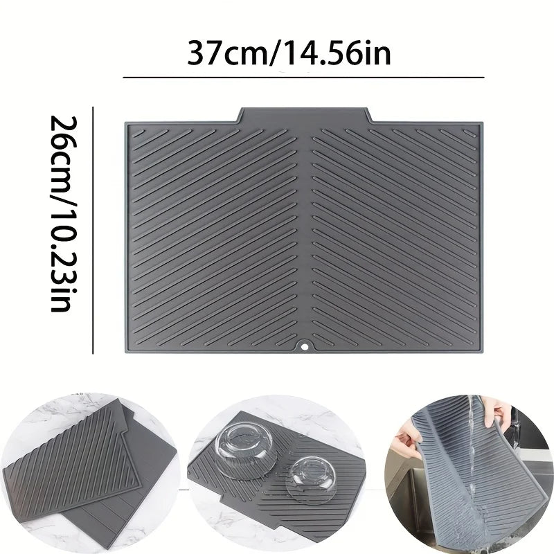 Innovative Silicone Dish Drying Mat with Raised Stripes for Quick Drying 4