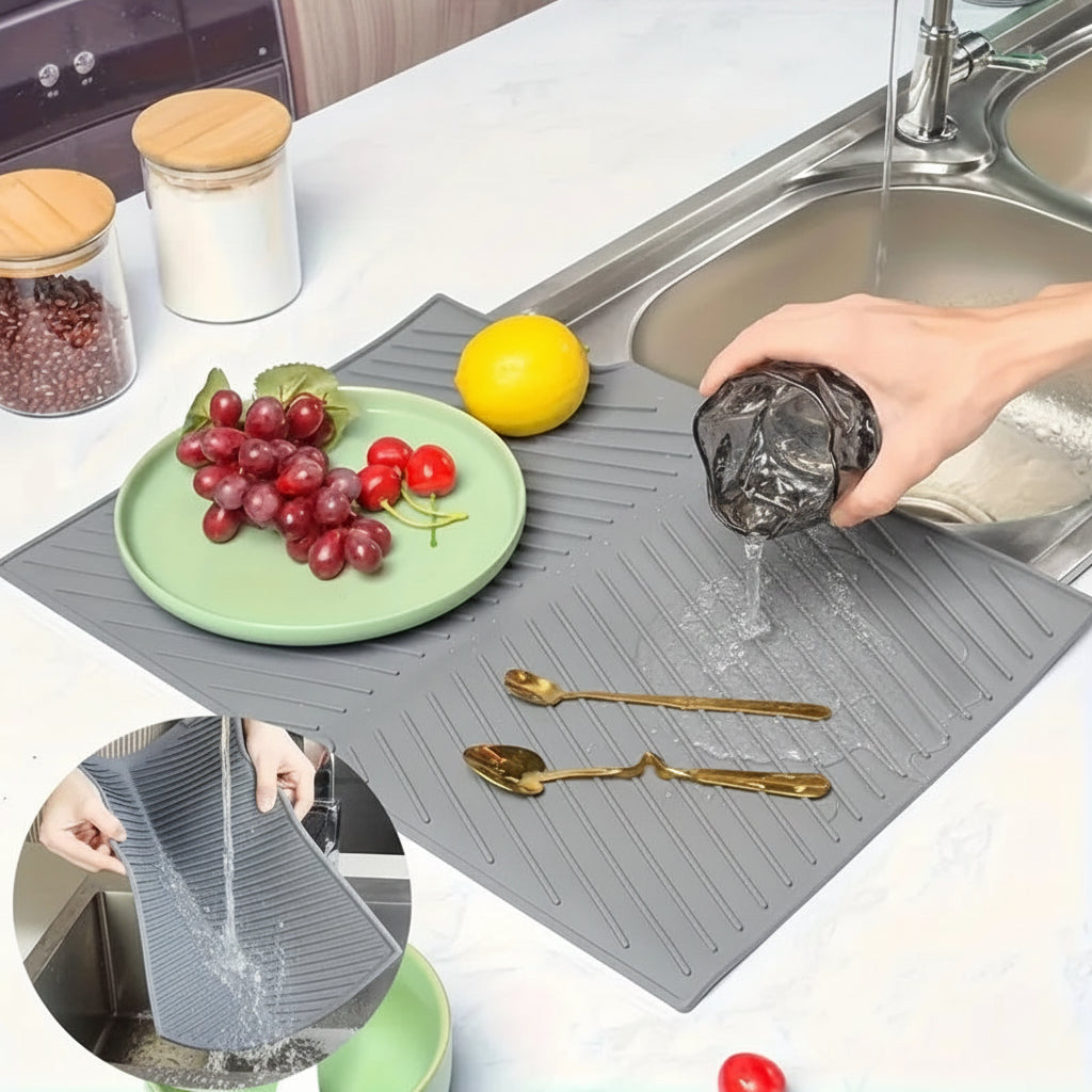 Innovative Silicone Dish Drying Mat with Raised Stripes for Quick Drying 5