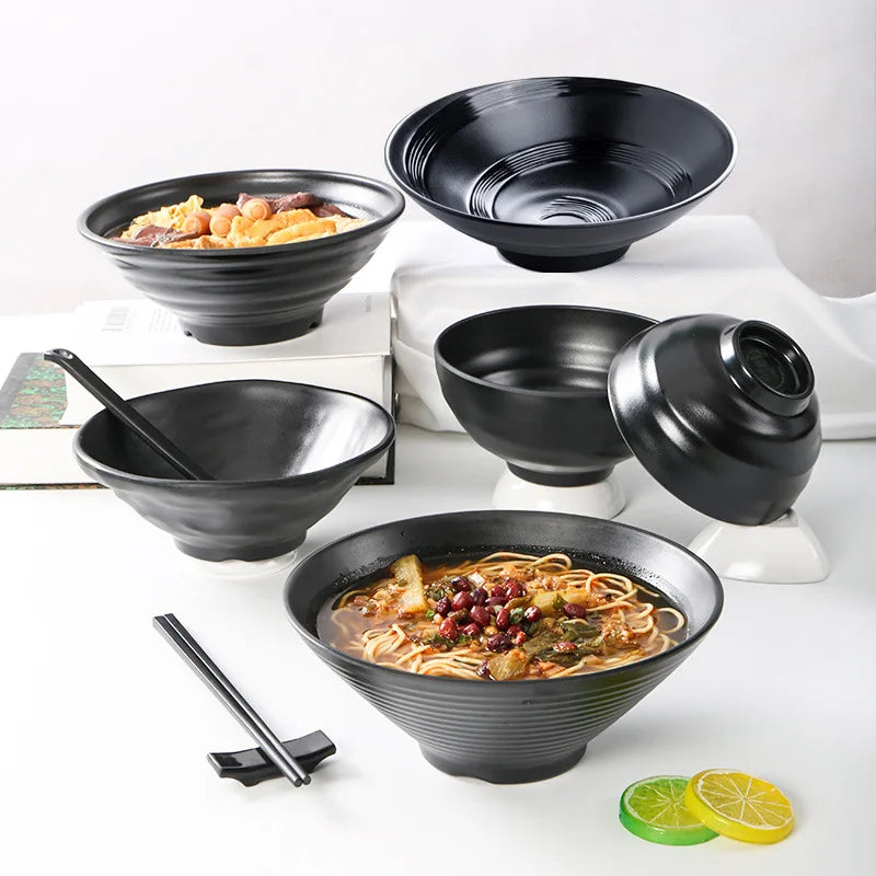 Japanese Ramen Bowl - Durable Plastic Noodle Bowl for Soup & Salads 2