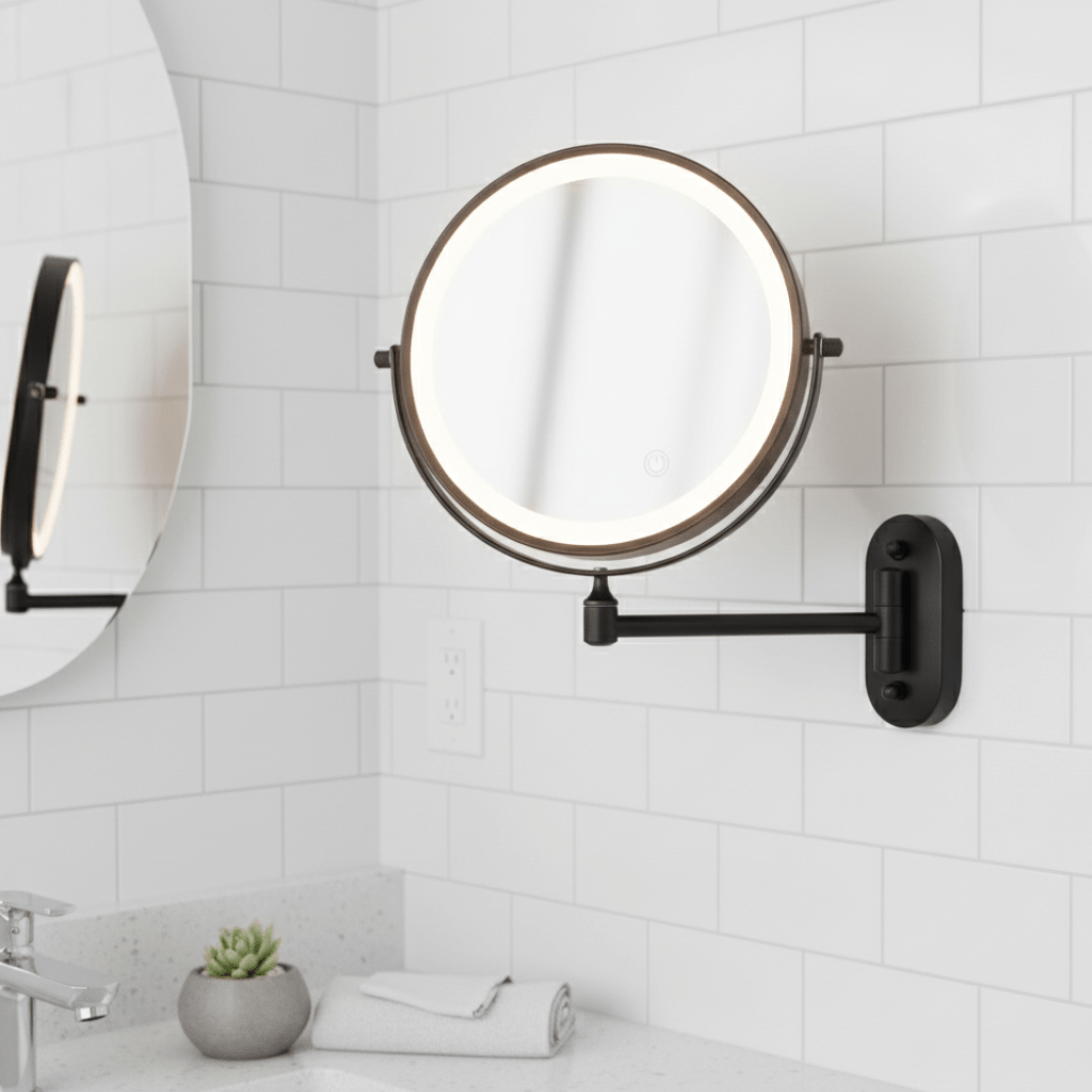 LED Lighted Magnifying Makeup Mirror - Adjustable Brightness & Travel-Friendly Design 1