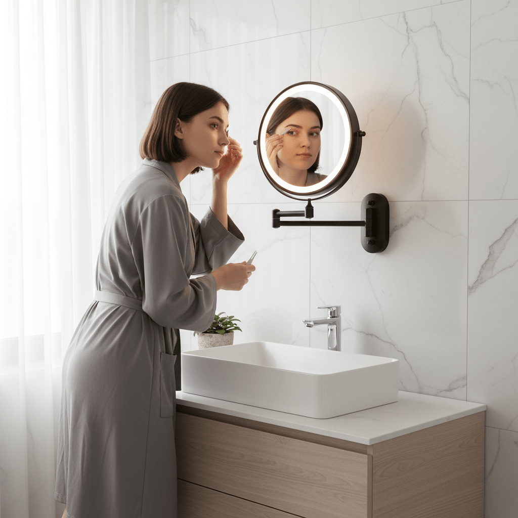 LED Lighted Magnifying Makeup Mirror - Adjustable Brightness & Travel-Friendly Design 2