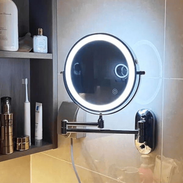 LED Lighted Magnifying Makeup Mirror - Adjustable Brightness & Travel-Friendly Design 4