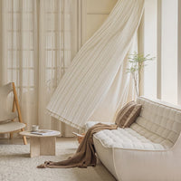 Linen Sheer Curtains for Living Room - Vertical Stripes, Wabi Sabi Design 5