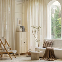 Linen Sheer Curtains for Living Room - Vertical Stripes, Wabi Sabi Design 6