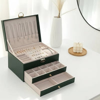 Luxe Jewel - Elegant Leather Travel Jewelry Organizer with Multi-Layered Storage 3