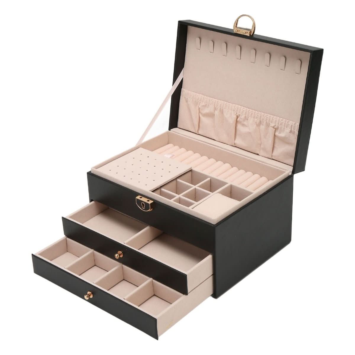 Luxe Jewel - Elegant Leather Travel Jewelry Organizer with Multi-Layered Storage 7