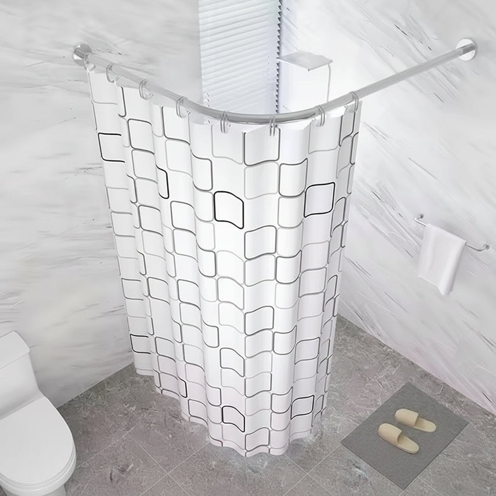 FLEXICURVE – Tringle de douche extensible en L avec installation sans perçage en acier inoxydable pour salles de bains modernes
