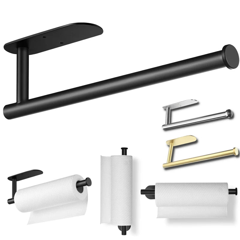 ROLLIX – Stainless Steel Adhesive Paper Towel Holder with Wall Mount Design for Kitchen and Bathroom Organization