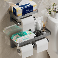 TOILET ROLL - Wall-mounted aluminum toilet paper holder with storage drawer design