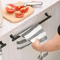 DOOR TOWEL BAR – Stainless steel over-the-door towel rack designed for space-saving storage in kitchen and bathroom use