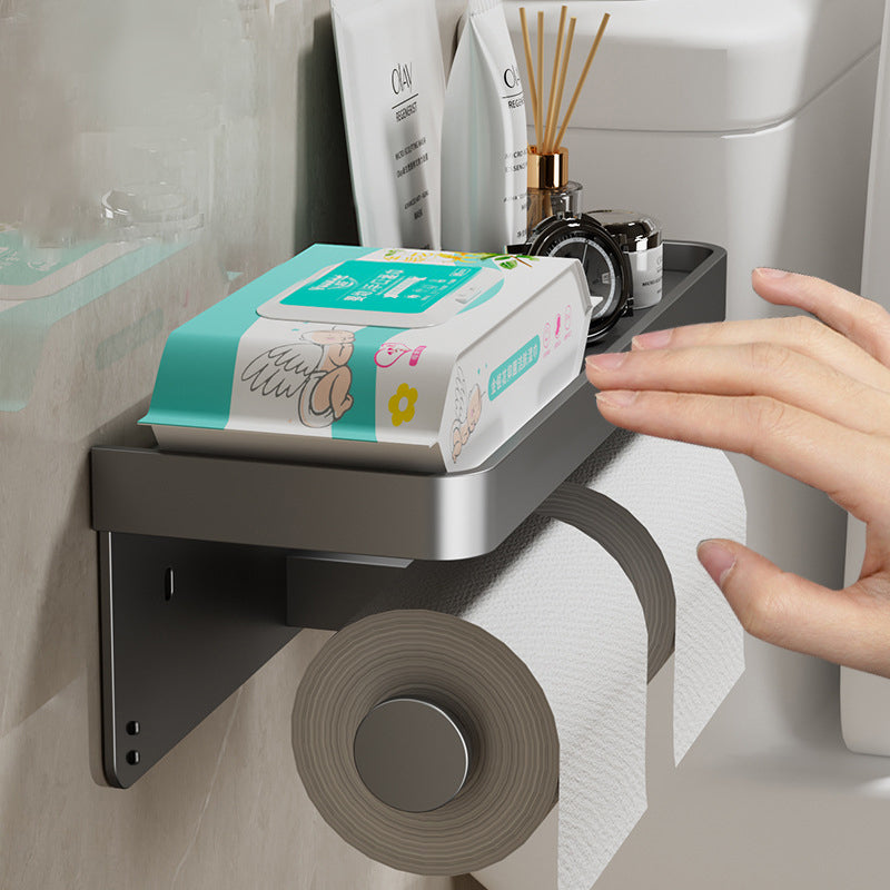 TOILET ROLL - Wall-mounted aluminum toilet paper holder with storage drawer design