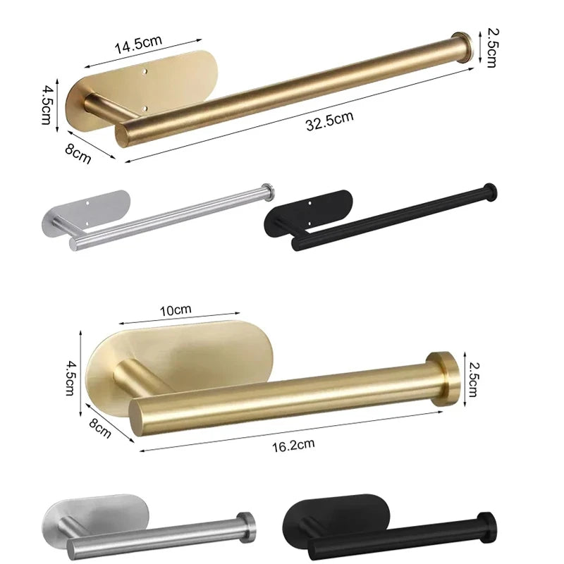 ROLLIX – Stainless Steel Adhesive Paper Towel Holder with Wall Mount Design for Kitchen and Bathroom Organization