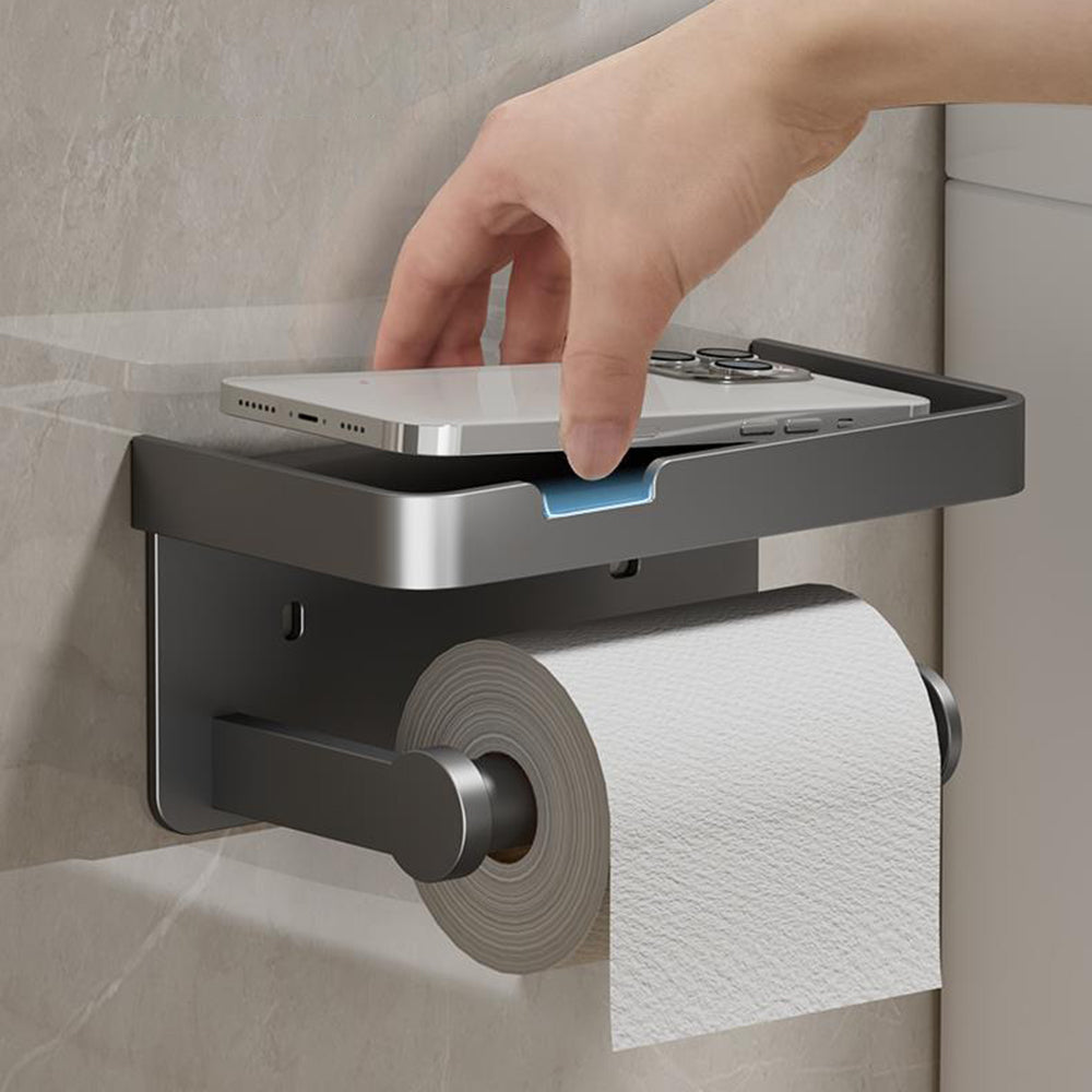 TOILET ROLL - Wall-mounted aluminum toilet paper holder with storage drawer design
