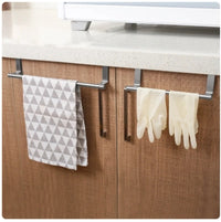 DOOR TOWEL BAR – Stainless steel over-the-door towel rack designed for space-saving storage in kitchen and bathroom use