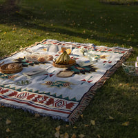 MEXIBREEZE – Boheme-Leinendecke für Reisen und Sofa