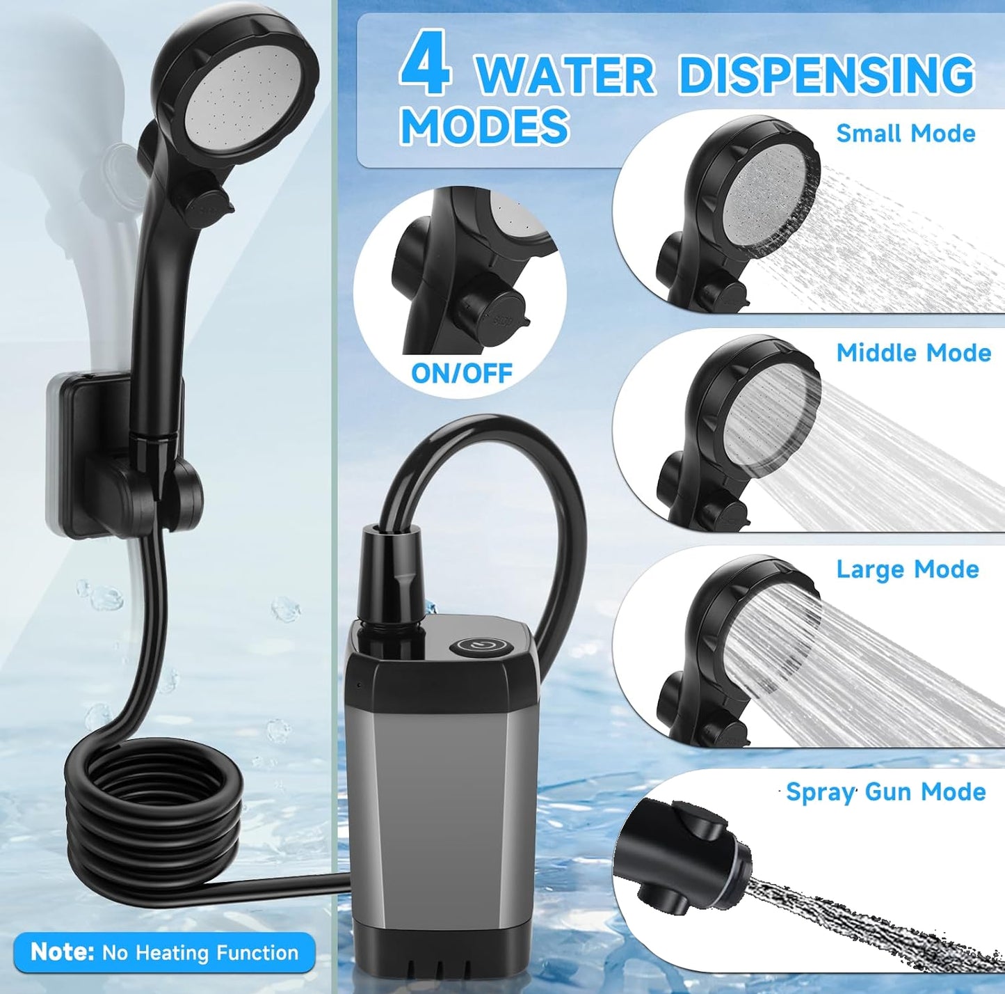 AQUAFLOWX – Pompe de douche portable pour camping avec affichage numérique