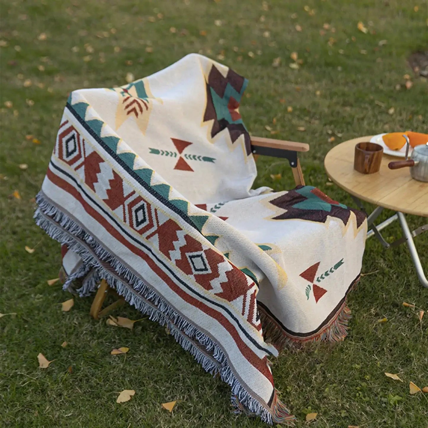 MEXIBREEZE – Boheme-Leinendecke für Reisen und Sofa