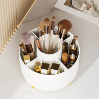 COSMETIC SPIN – 360° rotating makeup organizer with compact multi-slot storage for brushes, cosmetics, and daily essentials
