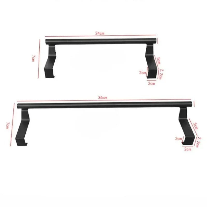 DOOR TOWEL BAR – Stainless steel over-the-door towel rack designed for space-saving storage in kitchen and bathroom use