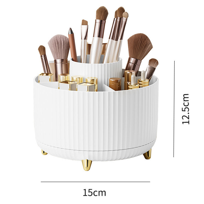 COSMETIC SPIN – 360° rotating makeup organizer with compact multi-slot storage for brushes, cosmetics, and daily essentials