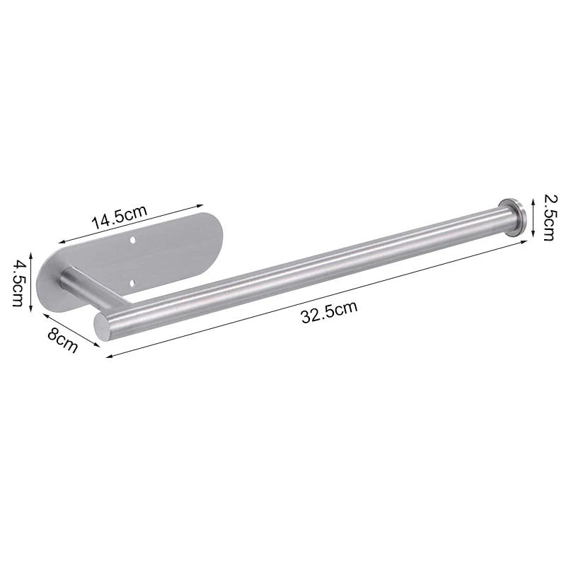 ROLLIX – Stainless Steel Adhesive Paper Towel Holder with Wall Mount Design for Kitchen and Bathroom Organization