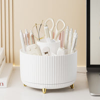 COSMETIC SPIN – 360° rotating makeup organizer with compact multi-slot storage for brushes, cosmetics, and daily essentials