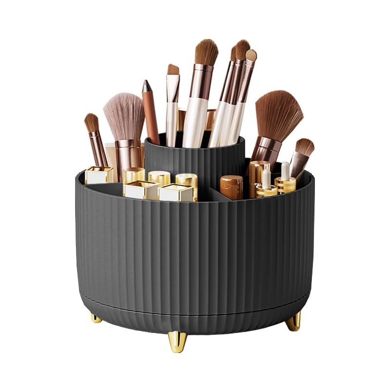 COSMETIC SPIN – 360° rotating makeup organizer with compact multi-slot storage for brushes, cosmetics, and daily essentials