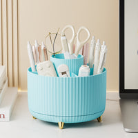 COSMETIC SPIN – 360° rotating makeup organizer with compact multi-slot storage for brushes, cosmetics, and daily essentials
