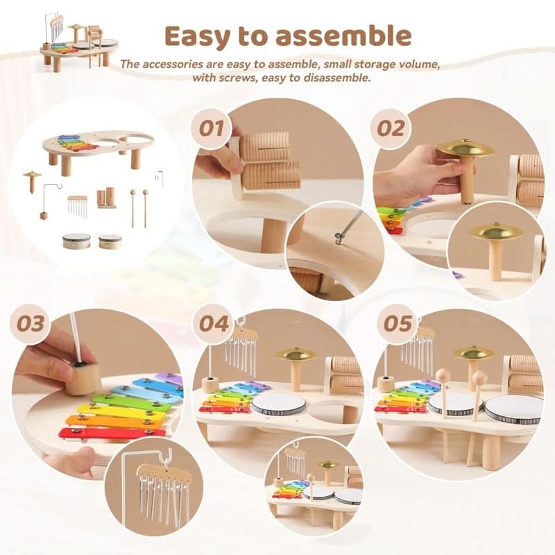 Melodiny - 8-Piece Wooden Musical Toy Set for Creative Learning and Play 4