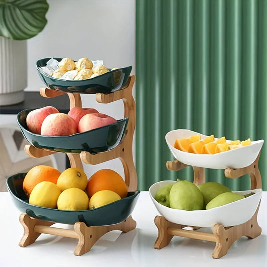Modern 2/3 Layer Plastic Fruit Plate & Snack Dish for Home Decor 0