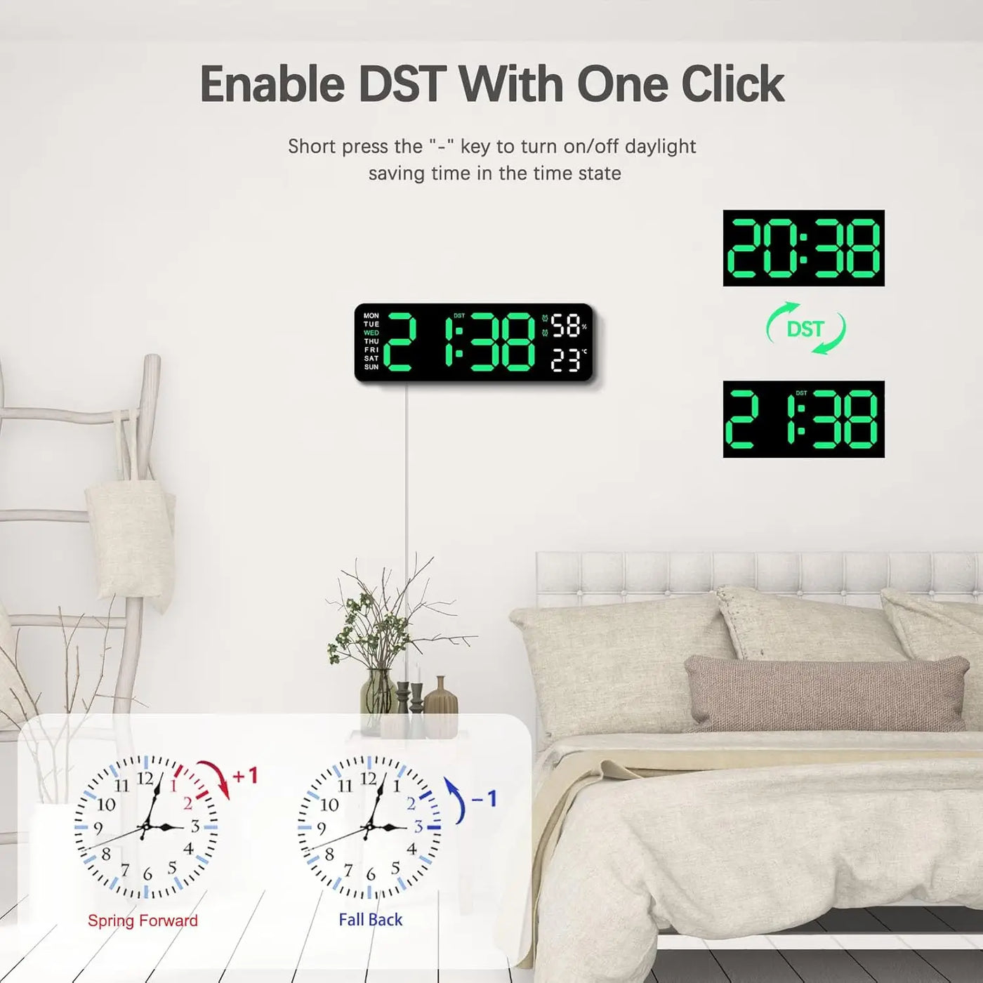 Modern LED Wall Clock with Alarm & Thermometer - Minimalist Home Decor 4