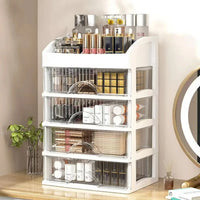 Modular Transparent Makeup Organizer Box - Customizable Multi-Compartment System 3