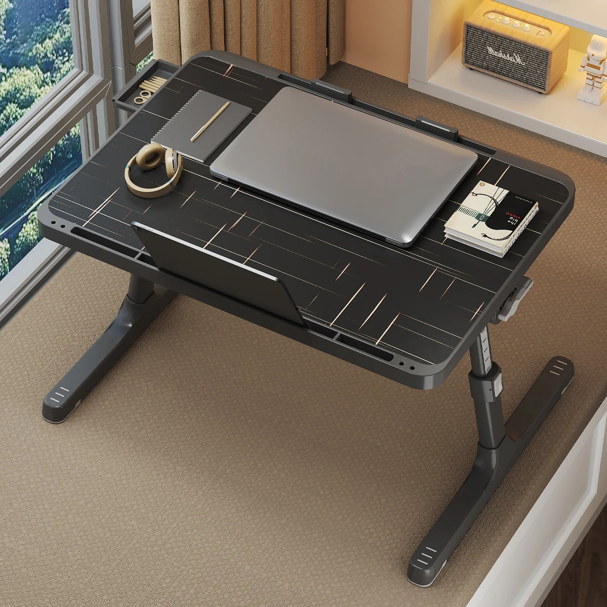 Multi-Purpose Laptop Tray with Adjustable Height, Integrated Drawer & Tablet Slot 1