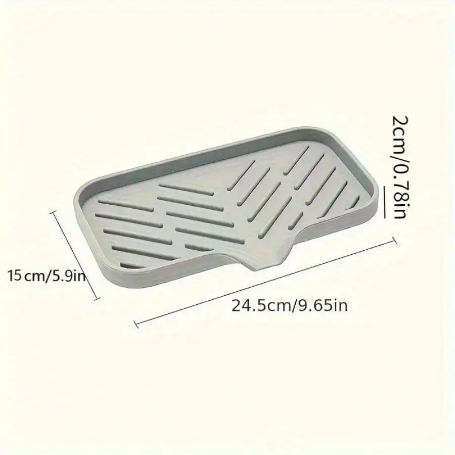 Multifunctional Gray Dish Drain Mat - Anti-Slip Kitchen Dry Mat for Sponges and Brushes 2